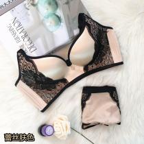 向大大 内衣女聚拢加厚收副乳胸罩无钢圈内衣文胸套装（拉丝蕾丝厚款）
