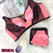 向大大 内衣女聚拢加厚收副乳胸罩无钢圈内衣文胸套装（拉丝蕾丝厚款）