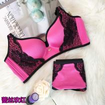 向大大 内衣女聚拢加厚收副乳胸罩无钢圈内衣文胸套装（拉丝蕾丝厚款）