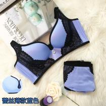 向大大 内衣女聚拢加厚收副乳胸罩无钢圈内衣文胸套装（拉丝蕾丝薄款）