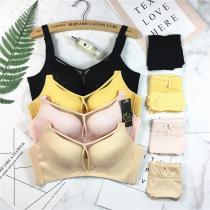 向大大 无钢圈厚款镂空透视超聚拢内衣套装