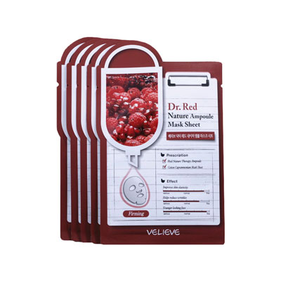 薇俪肤(VELIEVE)肌肤博士弹润面膜25ml*5片（红色补水）