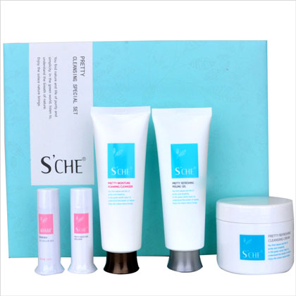 熊津爱诗切(SCHE)秀颜洁肤三件套洗面奶洁容霜去角质（内赠水乳小样）
